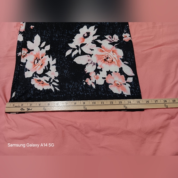 Arolina Wide Leg Floral Casual Pull On Pants XXL Black/peach - Picture 5 of 10